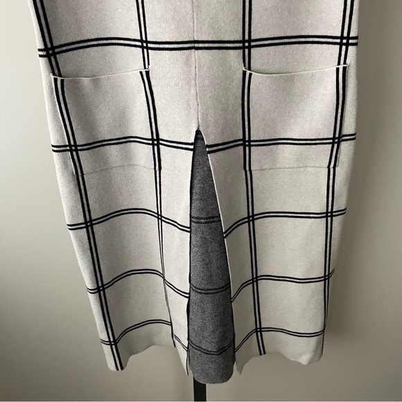 Tahari Wool Blend Longline Check Sleeveless Pullover Knit Sweater Tunic - Picture 7 of 8